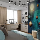 Miniatura fototapety Planeten  we wnętrzu pokoju nastolatka