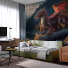 Miniatura fototapety Der Drache we wnętrzu pokoju nastolatka