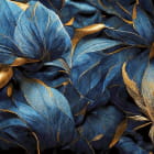 Miniatura fototapety Große blaue Blüten mit Gold