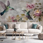 Miniatura fototapety Die schönsten Kolibris auf hellem Hintergrund we wnętrzu salonu