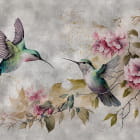 Miniatura fototapety Die schönsten Kolibris auf hellem Hintergrund