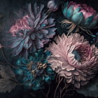 Miniatura fototapety Die angesagtesten Blumen auf schwarzem Hintergrund