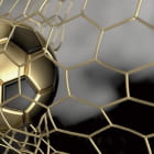 Miniatura fototapety Modischer Fußball im Golden Goal