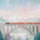 Miniatura fototapety Brücke und Zug