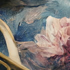 Miniatura fototapety Blaue und rosa Blumen auf beigem Hintergrund fragment # 1