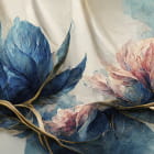 Miniatura fototapety Blaue und rosa Blumen auf beigem Hintergrund