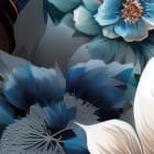 Miniatura fototapety Blaue Blumen auf schwarzem Hintergrund fragment # 1