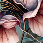 Miniatura fototapety Türkisfarbene und violette Blumen auf weißem Hintergrund fragment # 1