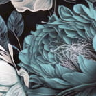 Miniatura fototapety Helle Blumen auf schwarzem Hintergrund fragment # 1