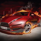Miniatura fototapety Roter Sportwagen in Flammen