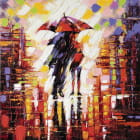 Miniatura fototapety Junges Paar unter einem Regenschirm