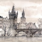 Miniatura fototapety Zeichnung der Brücke in Prag
