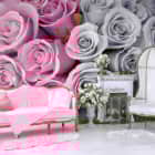 Miniatura fototapety Strauß rosa Rosen we wnętrzu salonu