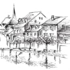 Miniatura fototapety Stadthäuser zeichnen