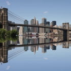 Miniatura fototapety Spiegelung der Brücke im Wasser