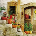 Miniatura fototapety Altes Haus mit Blumen
