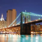 Miniatura fototapety Brooklyn Bridge in der Abenddämmerung