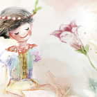 Miniatura fototapety Mädchen in einem Blumenfeld fragment # 1