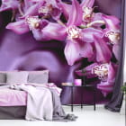 Miniatura fototapety Lila Orchideen we wnętrzu sypialni