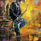 Miniatura fototapety Saxophonistische Malerei