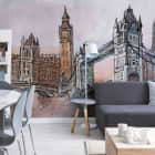 Miniatura fototapety Londoner Zeichnung we wnętrzu salonu