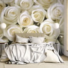 Miniatura fototapety Weiße Rose we wnętrzu sypialni