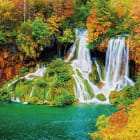 Miniatura fototapety Wasserfall im Herbstpark