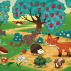 Miniatura fototapety Tiere unter dem Apfelbaum