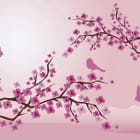 Miniatura fototapety Rosa Vögel und Sakura