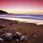 Miniatura fototapety Purpurroter Sonnenuntergang über dem Meer
