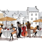 Miniatura fototapety Café auf der Straße zeichnen