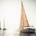 Miniatura fototapety Weißes Segelboot