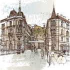 Miniatura fototapety Stadt in Europa zeichnen