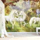 Miniatura fototapety Wunderschöne Einhörner we wnętrzu pokoju dziecka