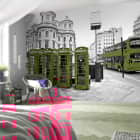Miniatura fototapety Telefonzellen und Bus we wnętrzu sypialni