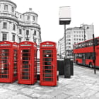 Miniatura fototapety Telefonzellen und Bus