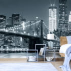Miniatura fototapety Brooklyn Bridge schwarz und weiß we wnętrzu sypialni