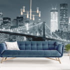 Miniatura fototapety Brooklyn Bridge schwarz und weiß we wnętrzu salonu